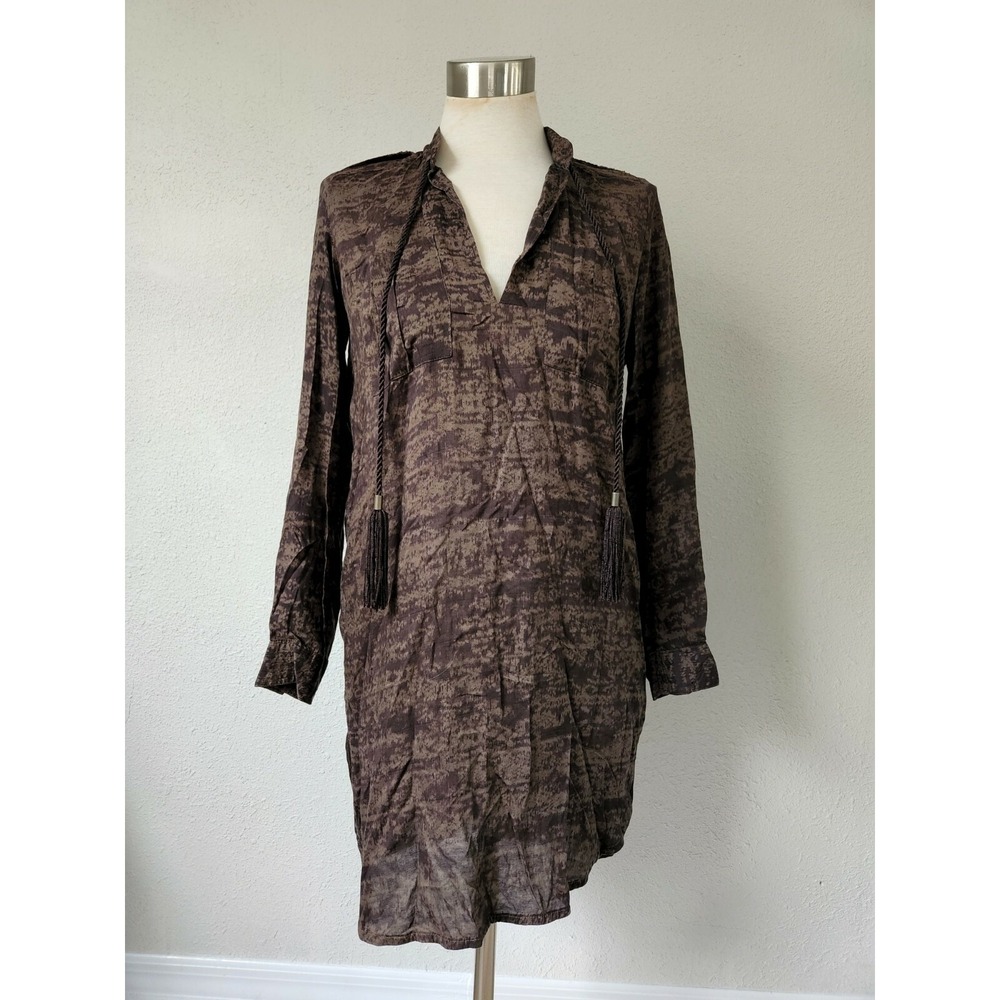 H&M‎ Brown/Olive Long Sleeve Dress Tassels Womens Size 4